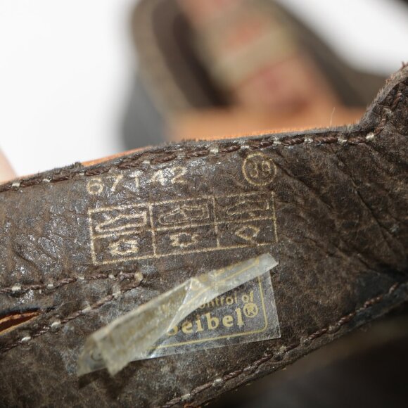 Josef Siebel Womens Sandal Size 38 7 Tan Brown Leather Heel Strappy Slingback - Picture 10 of 13